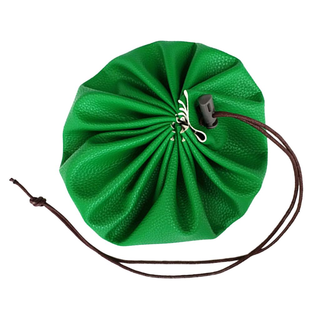 Waterproof 15" PU Leather Drawstring Storage Pouch Swimming Beach Camp Green