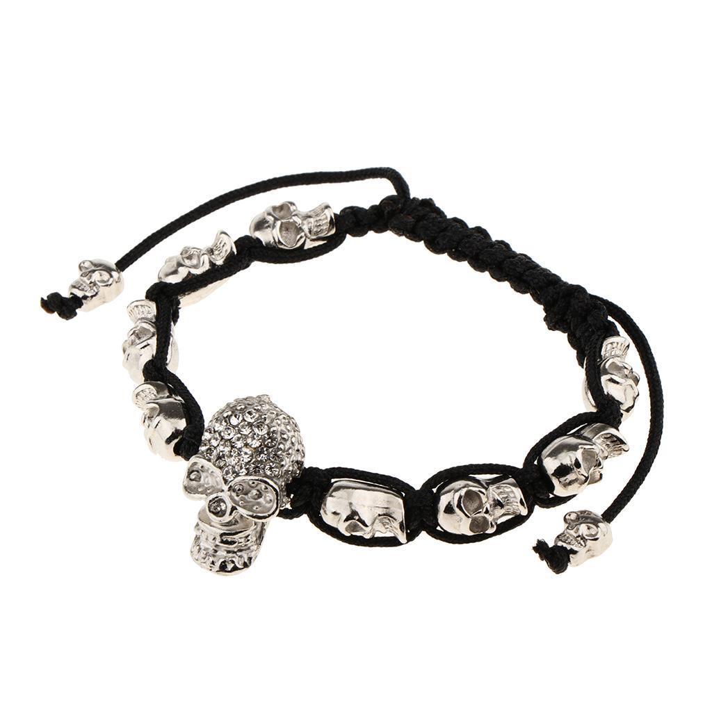 Women's Skull Head Charm Bead Handmade Braided Bracelet Adjustable Gifts