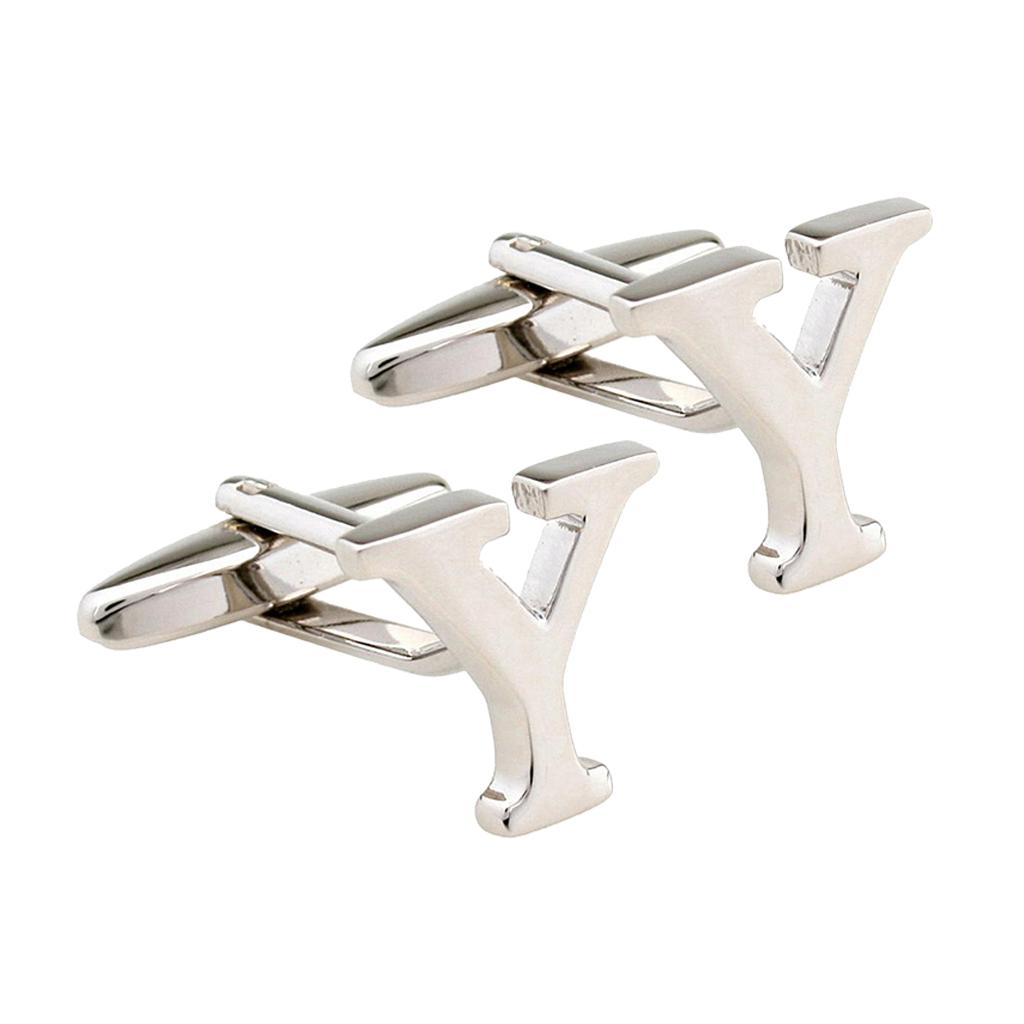 Mens Brass Initial Cufflinks Letter Business Shirt Cuff Links Wedding Gift Y
