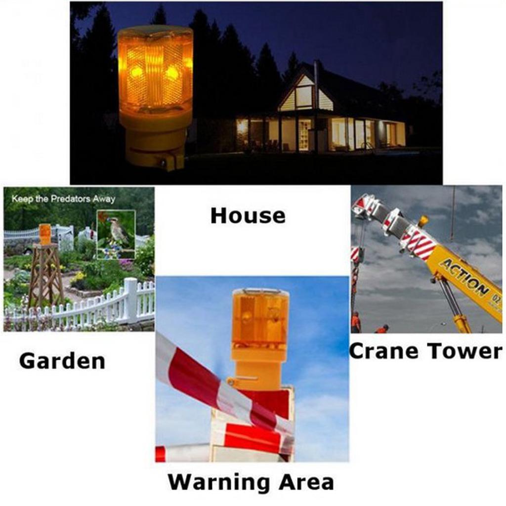 Solar Powered LED Strobe Lamp Emergency Flashing Warning Beacon Red Light