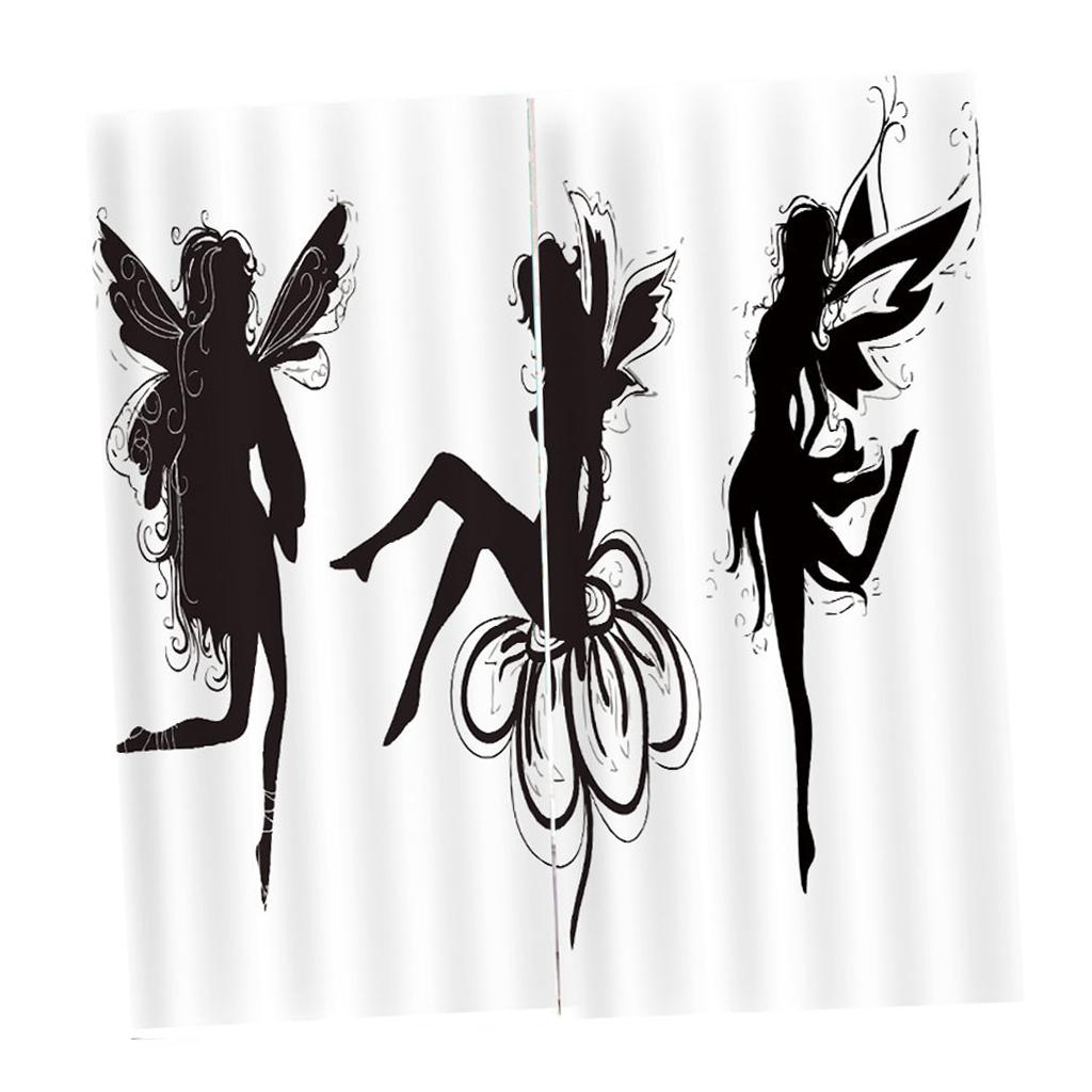 Set of 2 Panel Digital Photo Printing Blackout 3D Curtains Butterfly Fairy