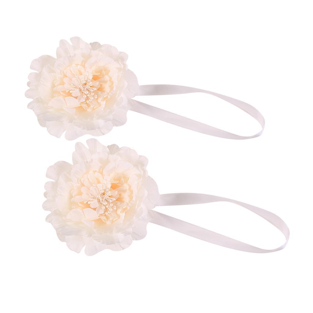 2xMagnetic Sheer Curtain Flower Tie Backs Drape Tieback Holdback Holder Hook
