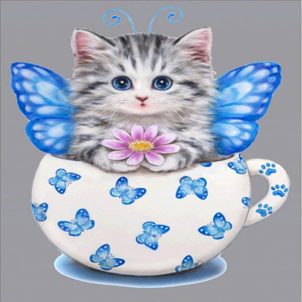 5D DIY Diamond Painting Embroidery Rhinestone Pictures Cat 30x40cm