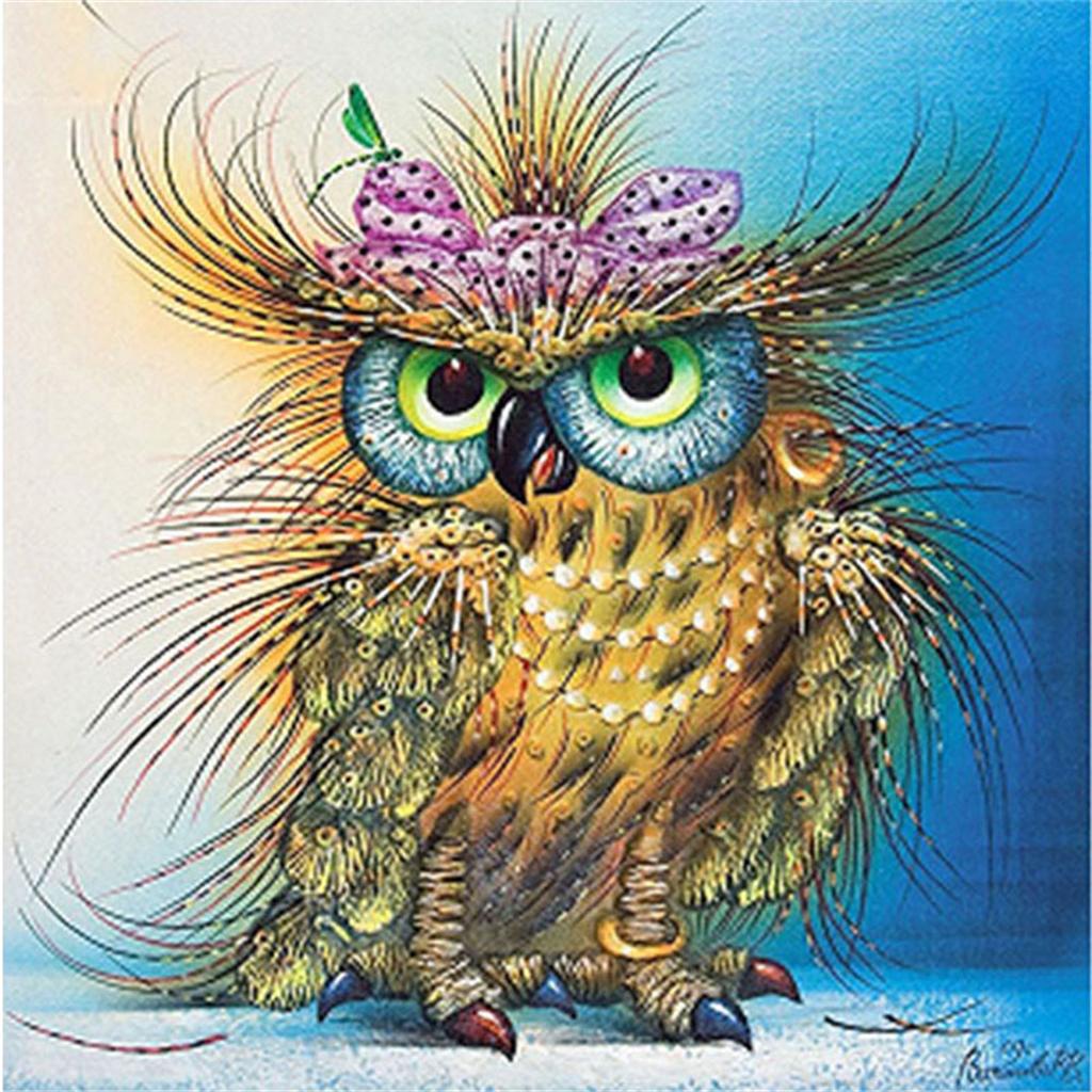 5D DIY Diamond Paintings Embroidery Cross Craft Stitch Color Owl