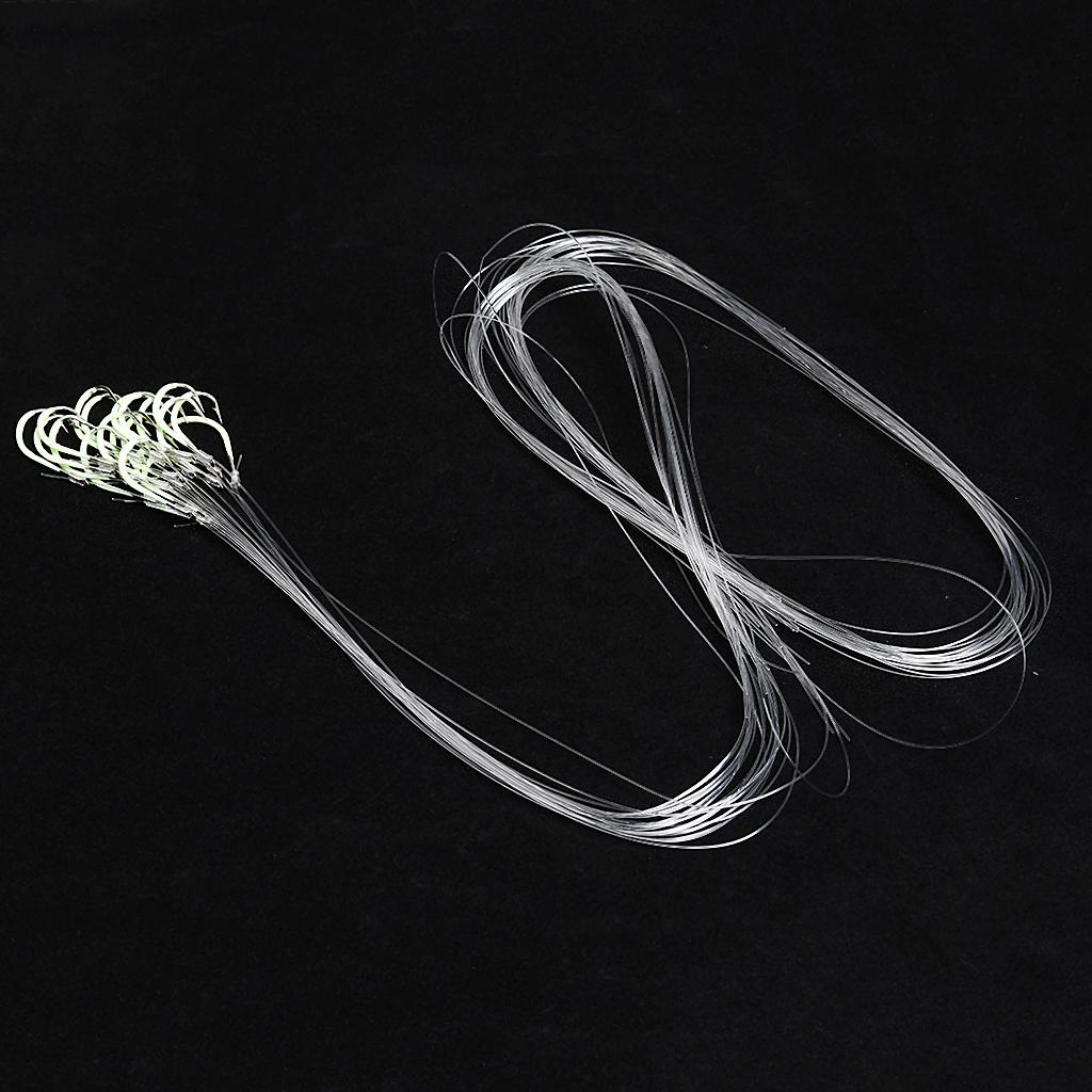 15pcs Luminous Glow in Dark Sharpened Barbed Fishing Hooks with String #26