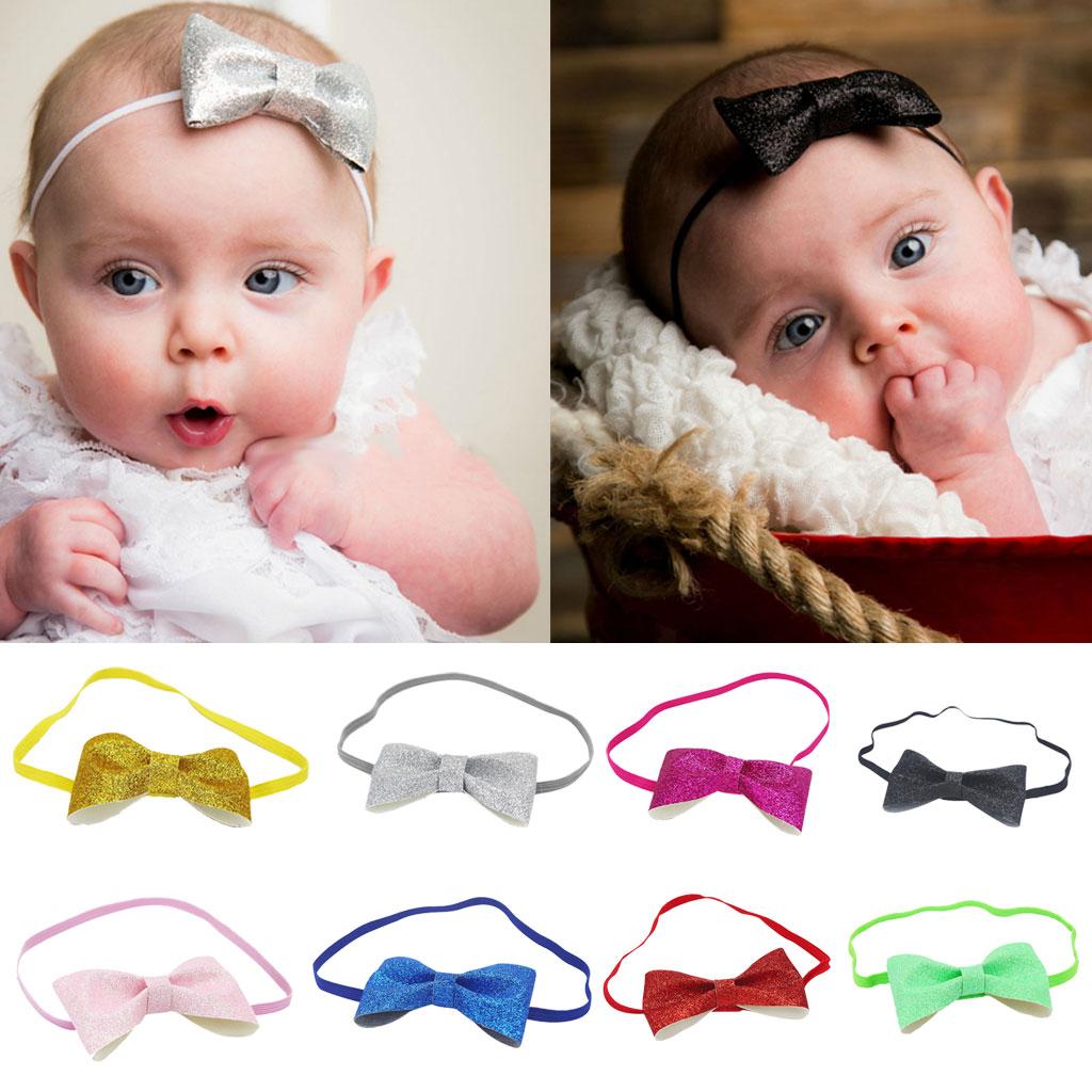 Baby Girl Twinkle Bow Headband Elastic Hair Band Headwear Photo Props Green