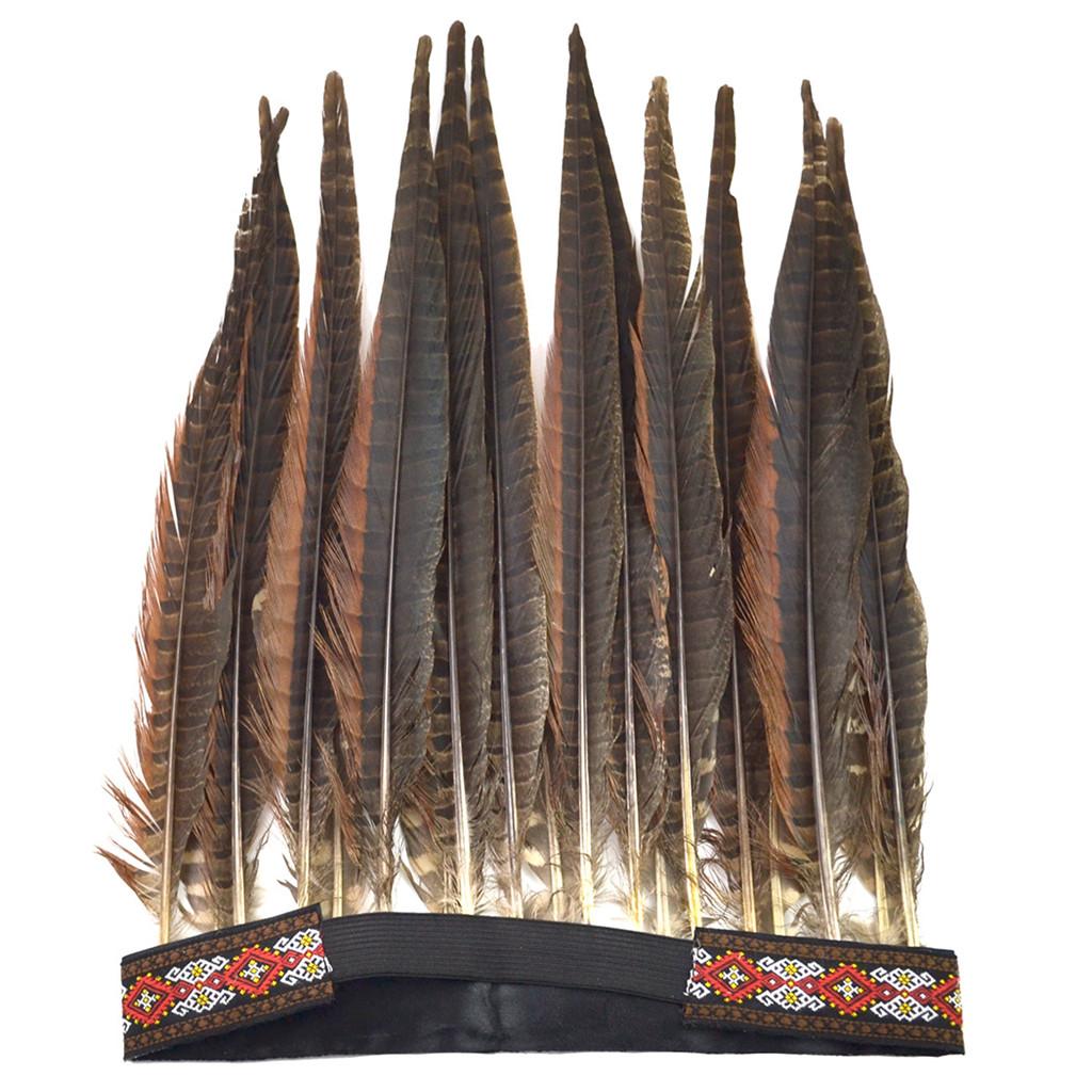 Behomian Vintage Ethnic Feather Indian Tribal Chief Headdress Native American War Bonnet Headwear for Women Men Cosplay Party