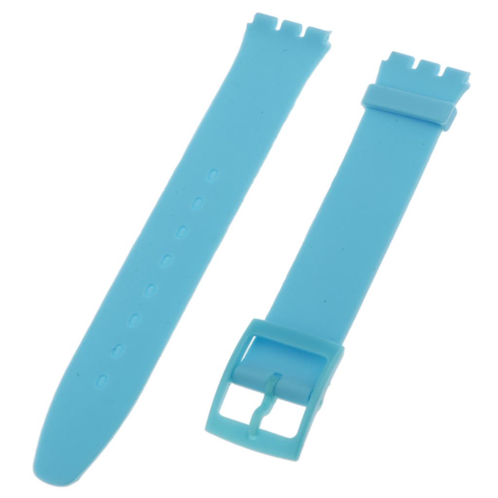 16mm Silicone Waterproof Watchband Strap Deployment Clasp Light Blue