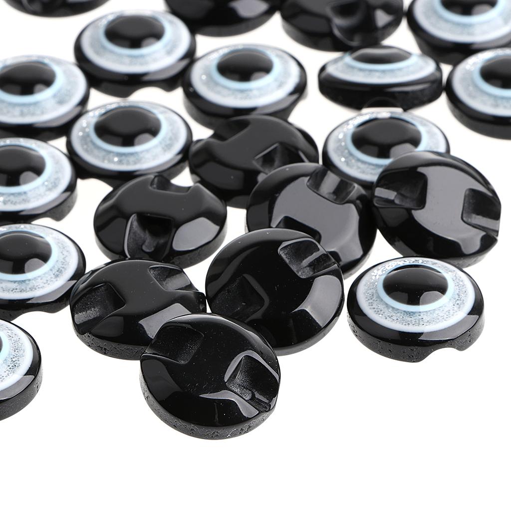 100 Pieces Safety Round Eyes with Sequins for Bear Doll DIY Making Black