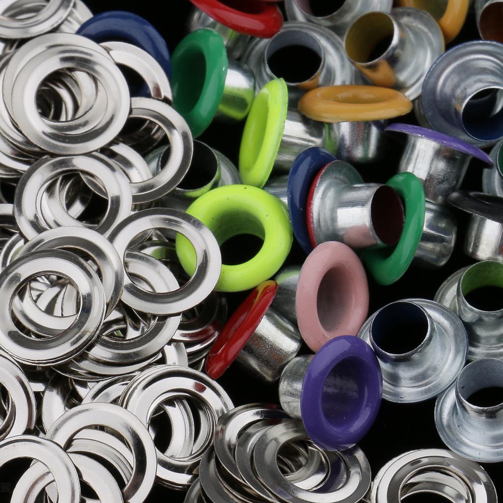 100er sortierte Farbe Metall Eyelets ''Rund'' Ösen Schnalle für Lederwaren 