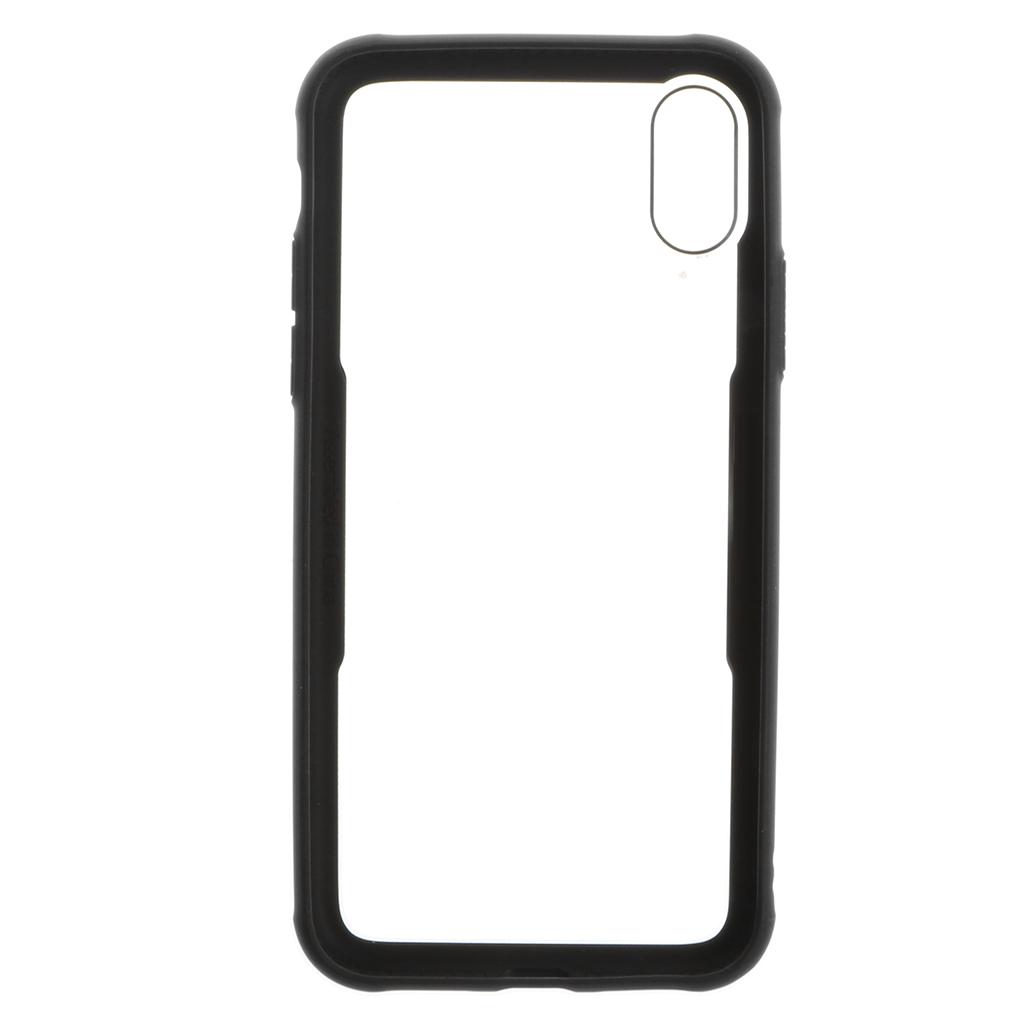 Dual Layer Shockproof Clear Case Tempered Glass Cover for iPhone X black