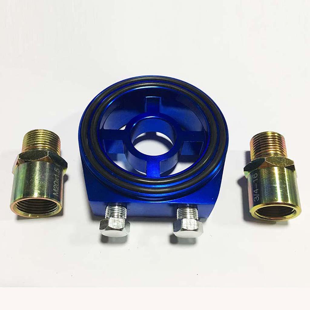  M20X1.5 Oil Filter Pressure Cooler Gauge Sandwich Plate Adapter Sensor Blue