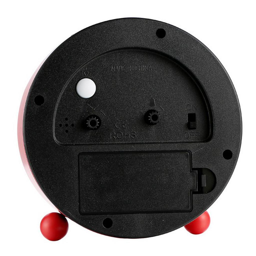 European Round Battery Alarm Clock Desktop Table Bedside Clocks Decor Red