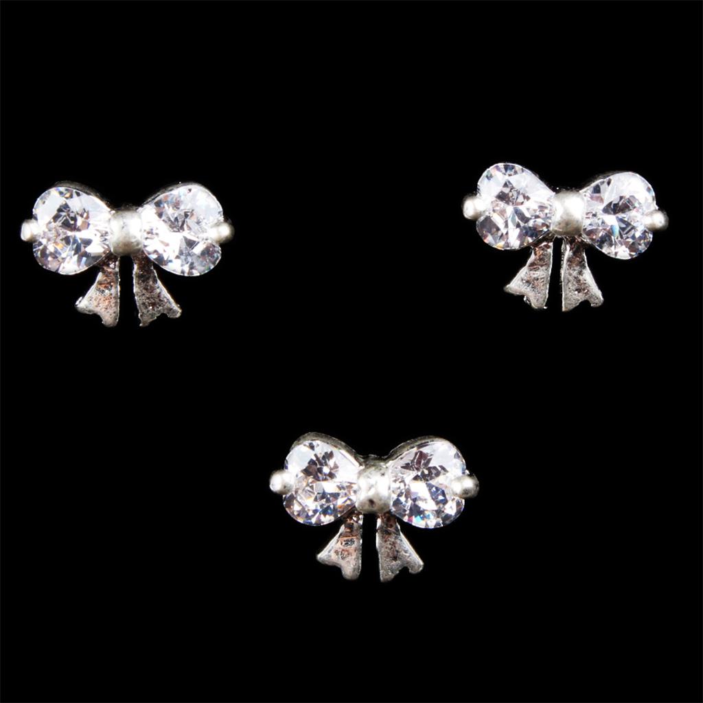 Nail Art Tips 10pcs 3D Alloy Stickers DIY Charms Decors Rose Bow Style4
