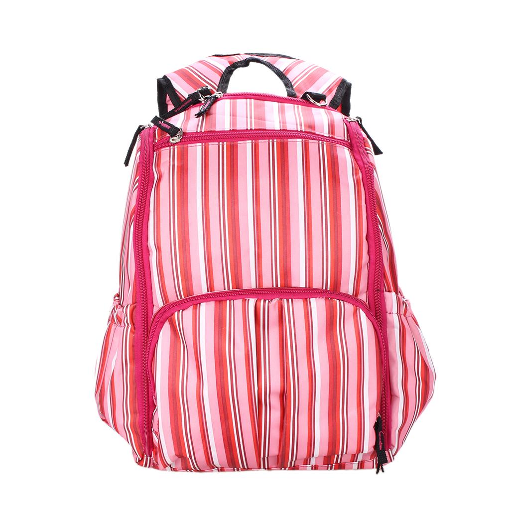 Multifunctional Travel Diaper Backpack Bag Waterproof Mummy Bag Pink Striped