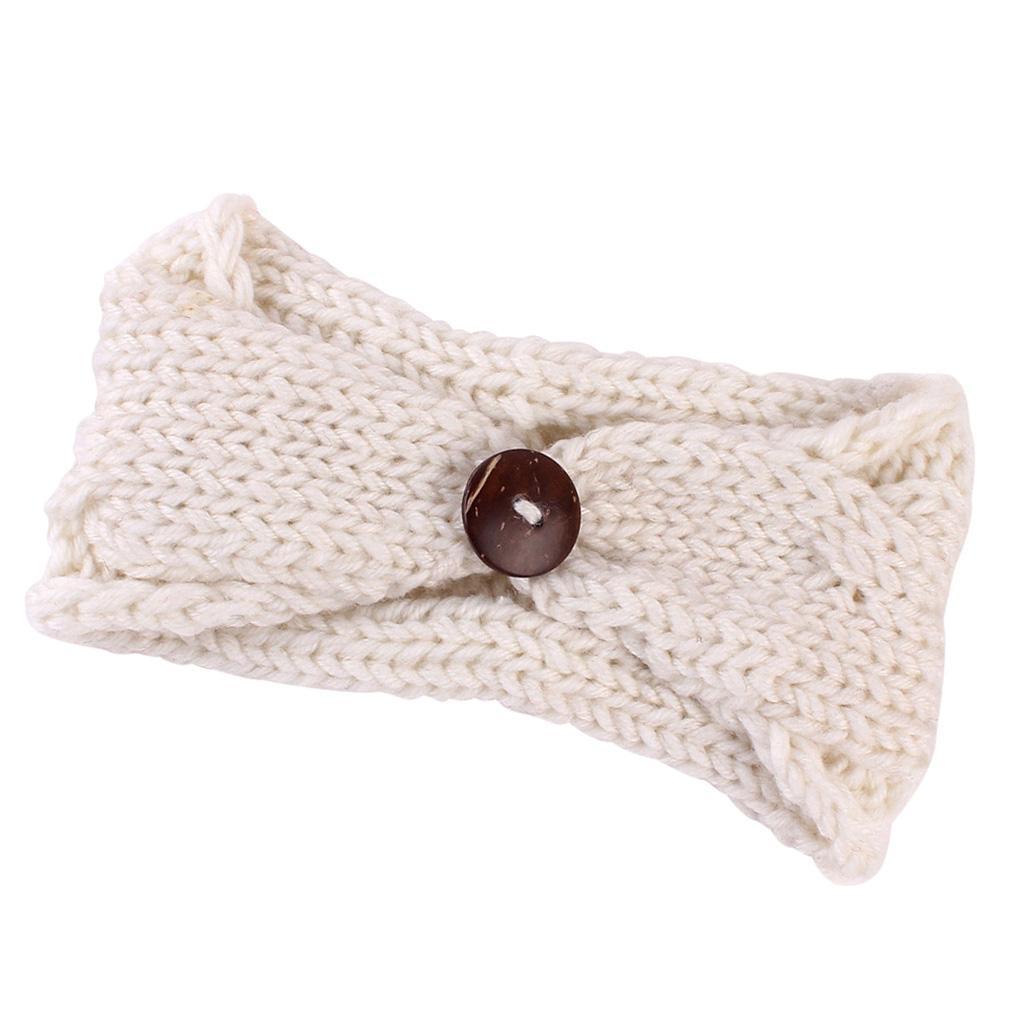 Baby Elastic Turban Head Wrap Headbands Kids Girl Knitting Button Hairbands