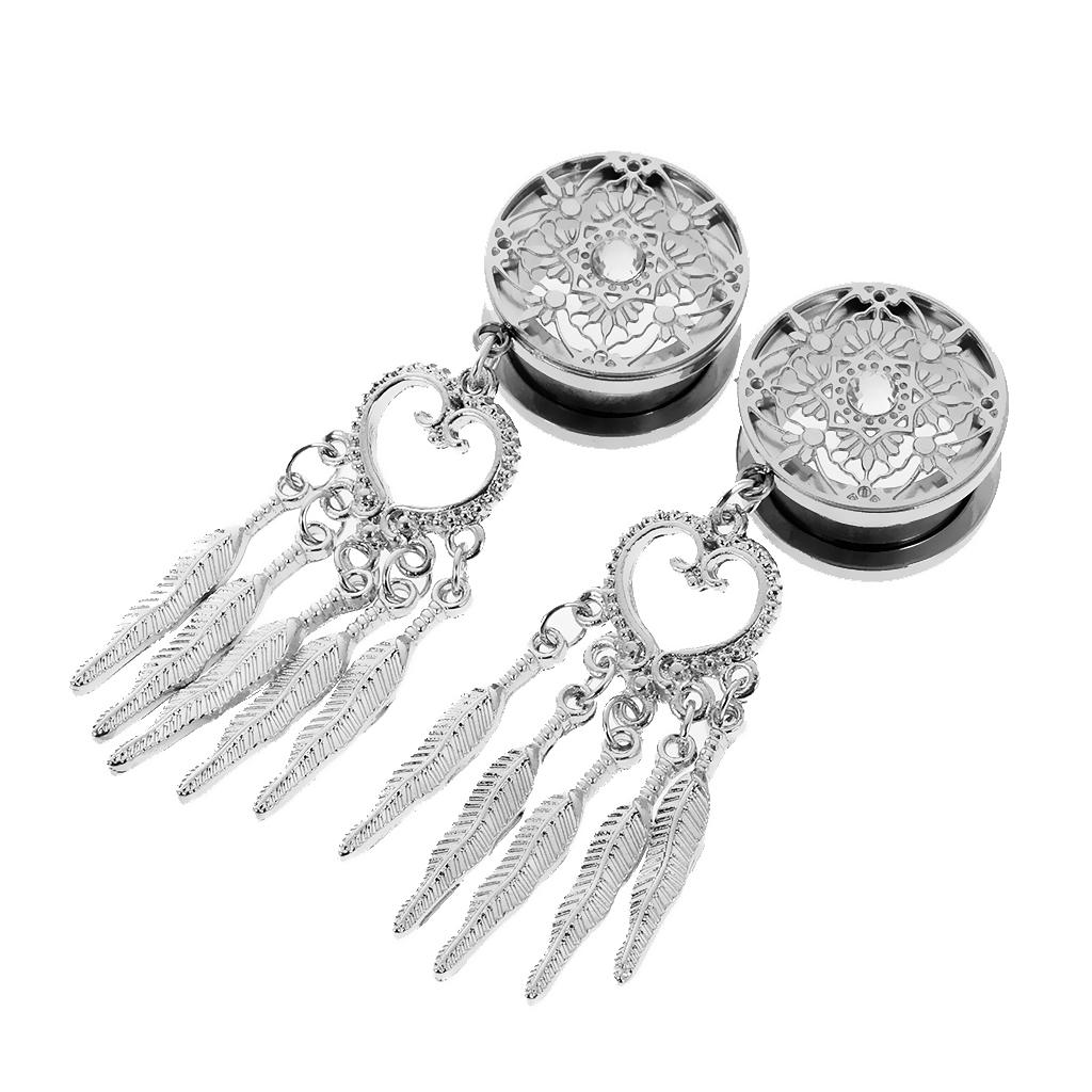 Dreamcatcher Cute Feather Pendant Dangle Ear Plug Tunnel Crystal Gauge 8mm