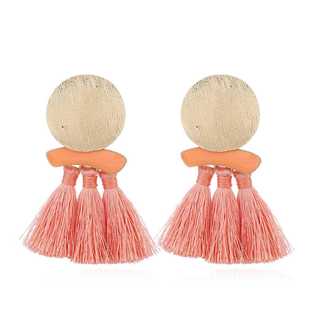 Fashion Statement Tassel Drop Earrings for Women Girl Wedding Bohemian Pink