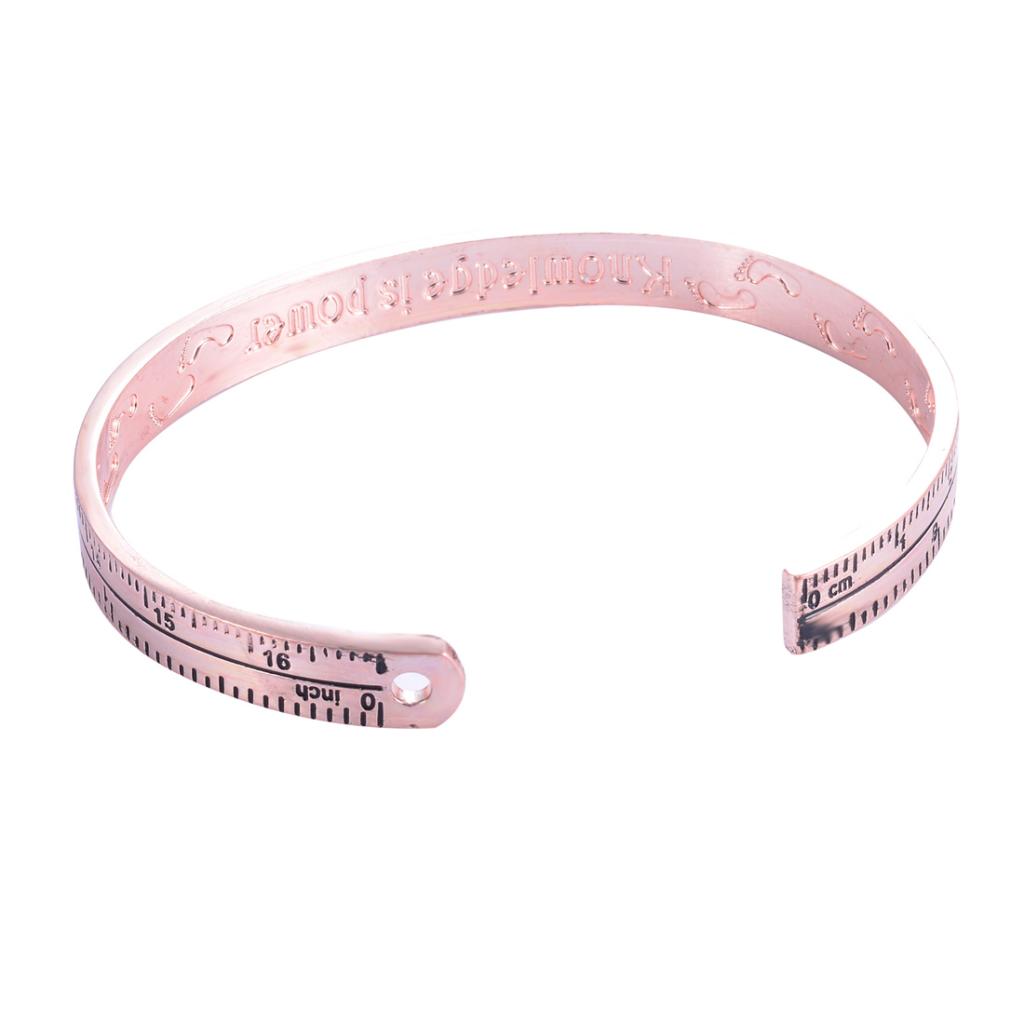 Fashion Chic Alloy Scale Ruler Open Bangle Bracelet Jewelry Gift Rose Gold