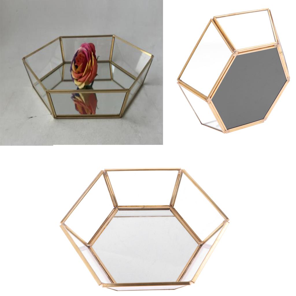  Hexagonal Clear Glass Jewelry Tray Table Succulent Plants Planter Box