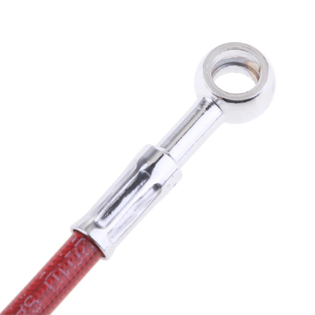 130cm Motorcycle Stainless Steel Braided Brake Oil Hose Line Fitting Red