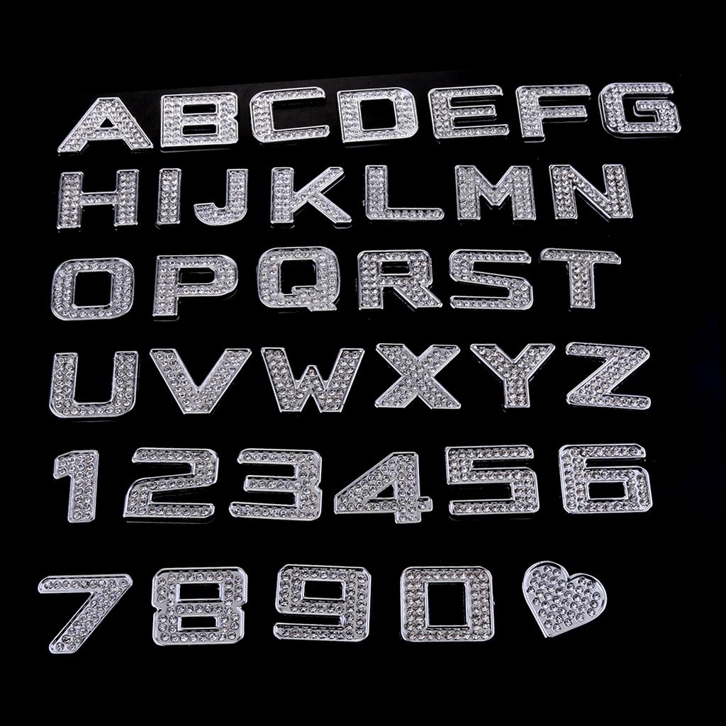 Rhinestone Diamante DIY Letter U Alphabet 3D Car Badge Sticker Decal Emblem