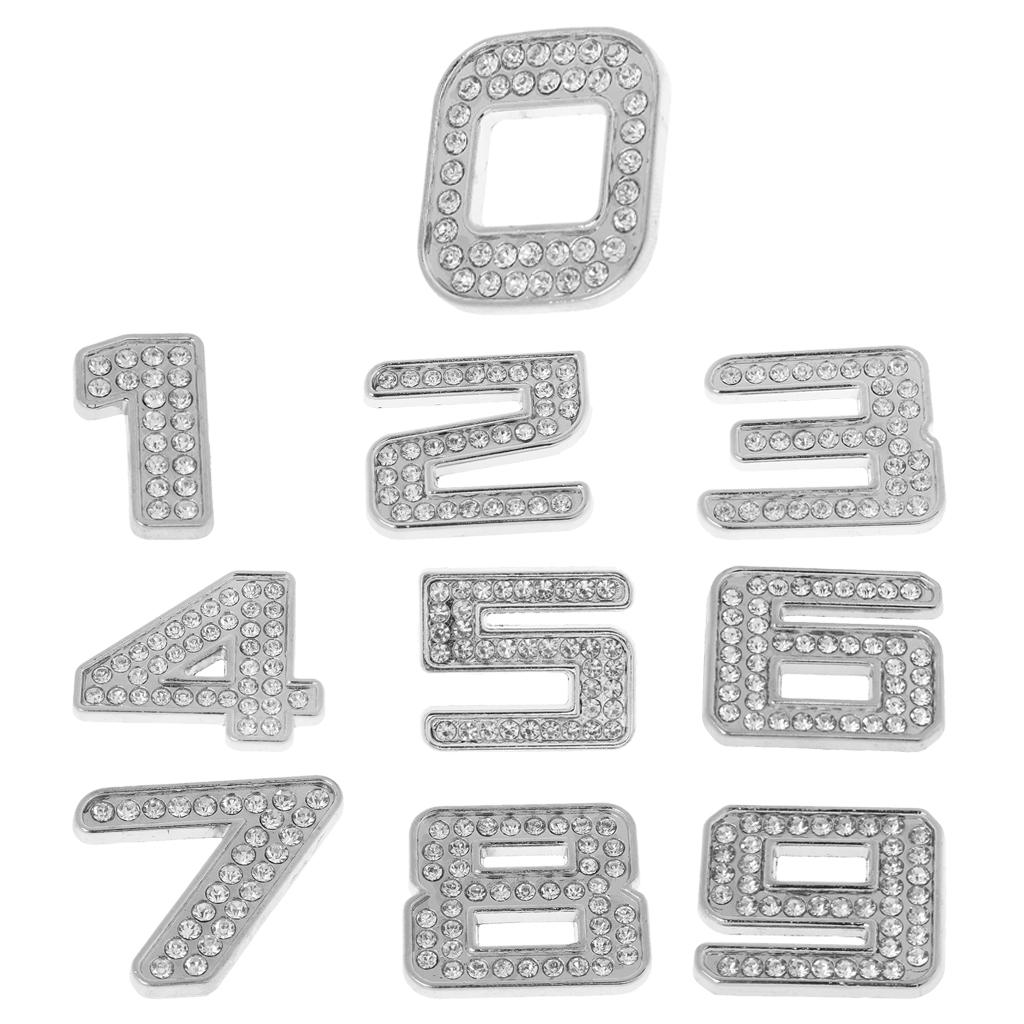 Rhinestone Diamante DIY Number 2 Alphabet 3D Car Badge Sticker Decal Emblem