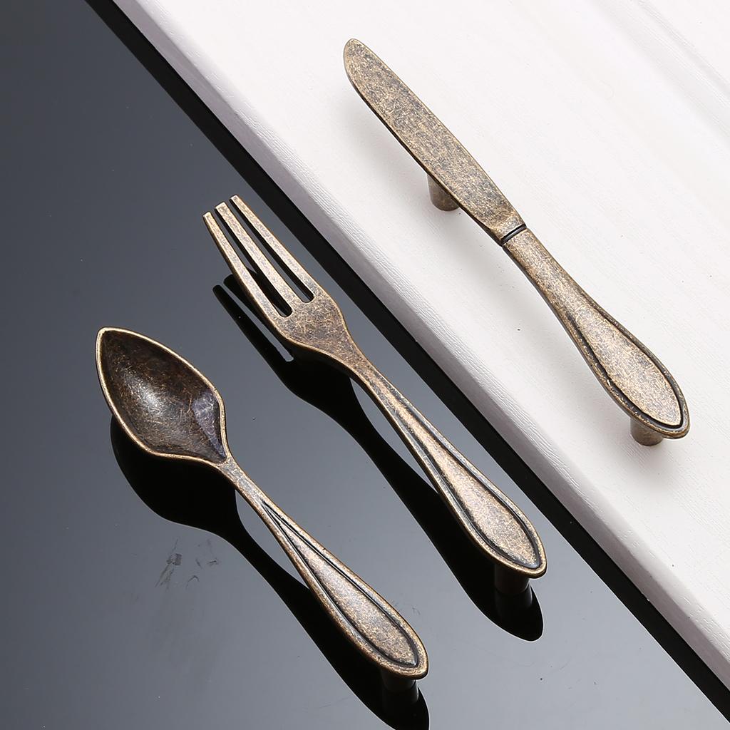 Creative Spoon Pull Handle Kitchen Cabinet Cupboard Knob 112mm Matt Black