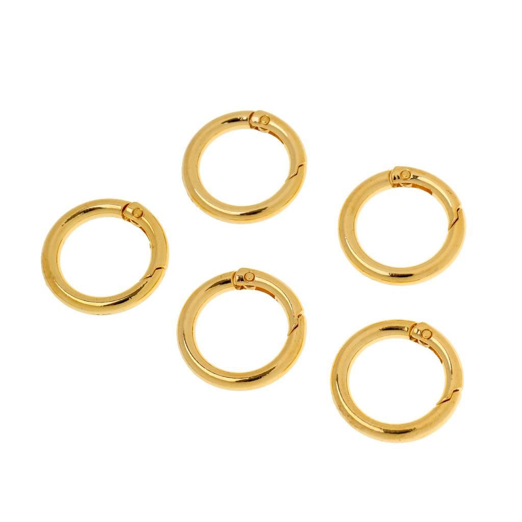 5 Pieces 28mm Alloy Round Carabiners Camping Spring Clip Keychain Gold