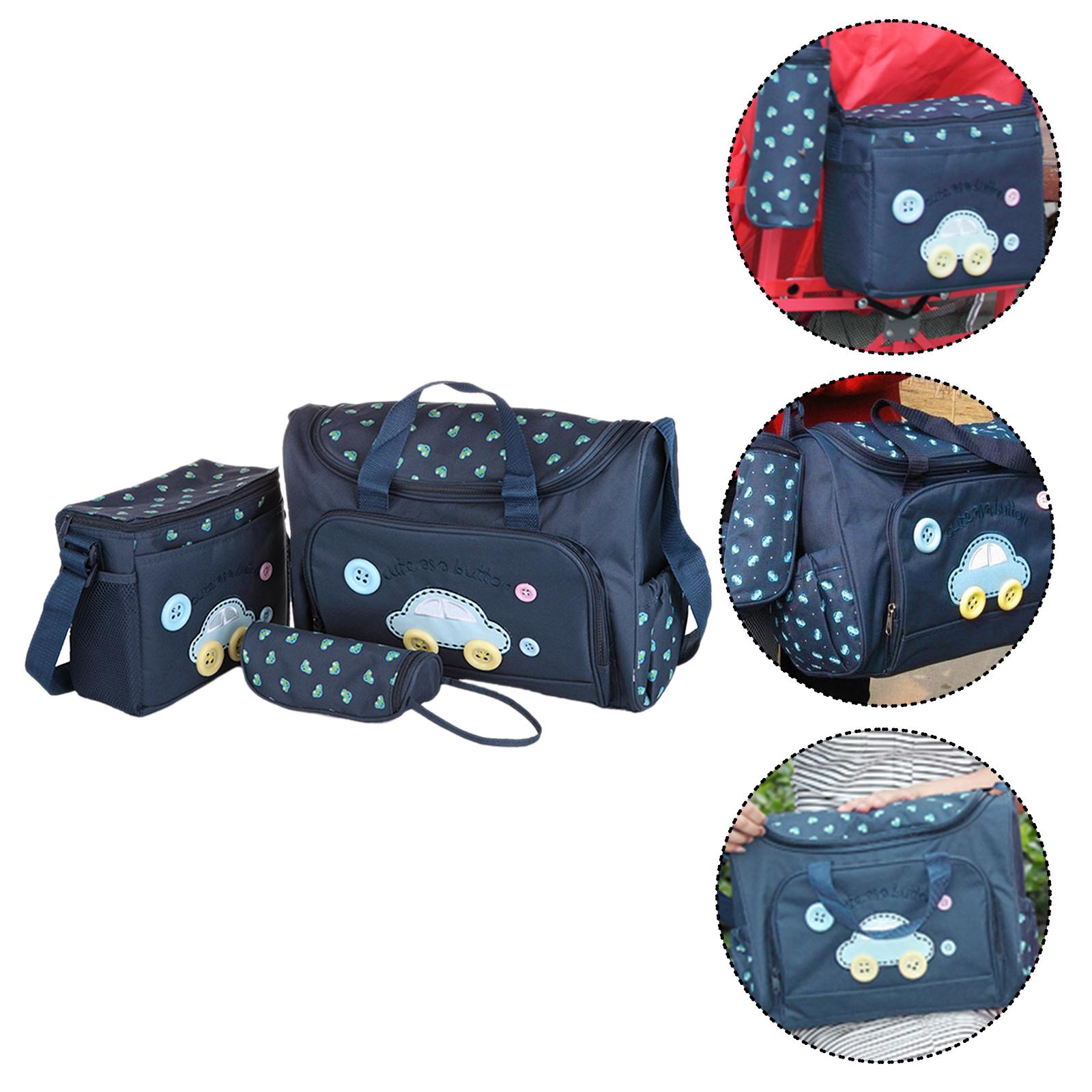 4Pcs Mummy Tote Baby Nappie Diaper Changing Bags Sets Dark Blue