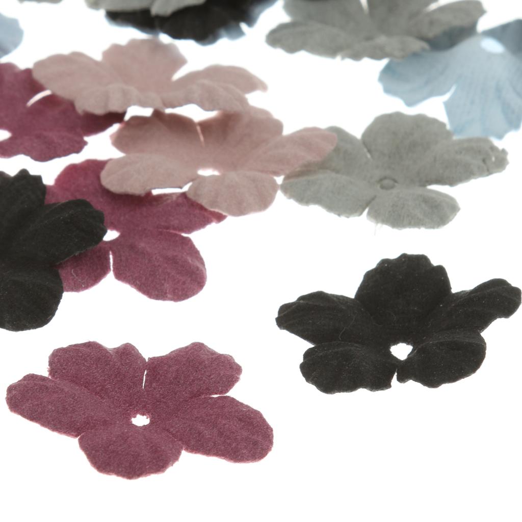 30 Velvet Fabric Flower Embellishment Scrapbooking Applique Craft Mix-color