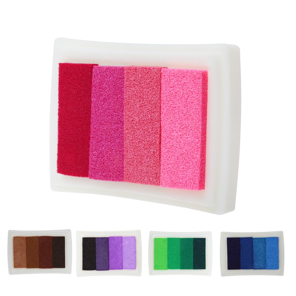 4 Shade Colors Ink Pad Fingerprint Korea DIY Craft Embossing Colorful Pink