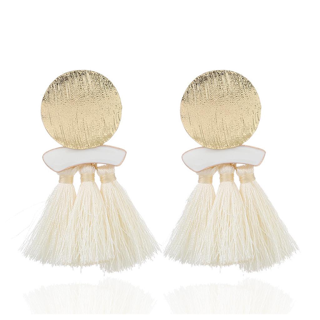 Fashion Statement Tassel Drop Earrings for Women Girl Wedding Bohemian Beige