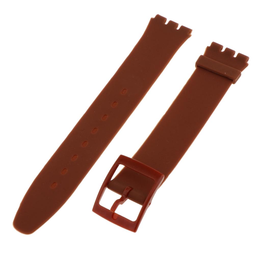 16mm Silicone Waterproof Watchband Strap Deployment Clasp Brown