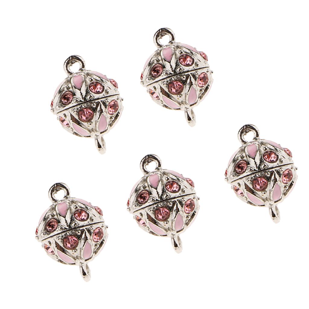 5 Pieces Round Ball Enamel Crystal Magnetic Clasp DIY Jewelry Clasp Pink