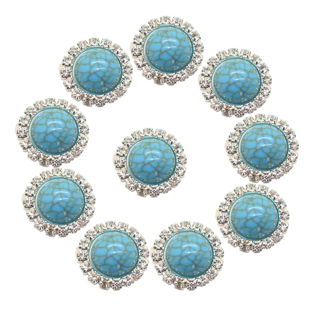 10 Pieces Rhinestone Round Cabochons Flat Back Embellishments 16mm