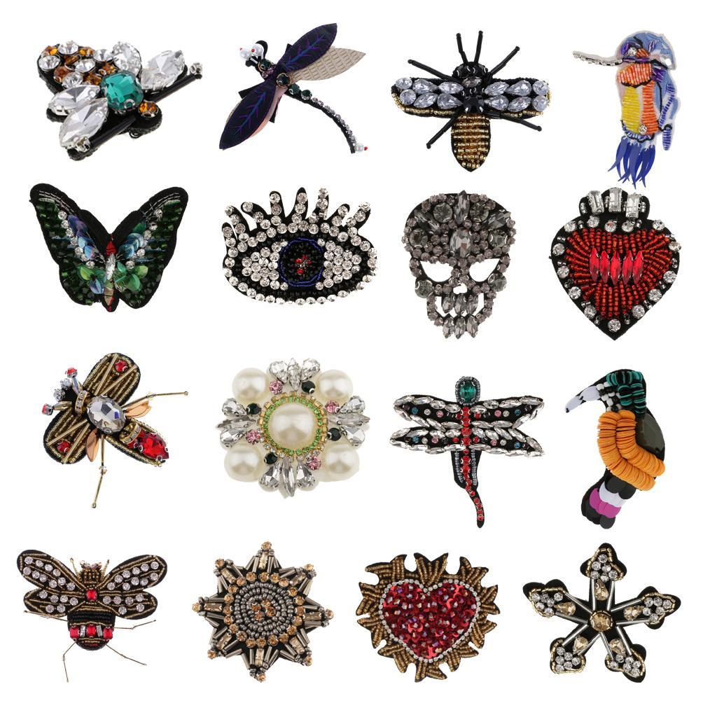 Rhinestone Embroidered Iron On Fancy Dress Sew On Patches Badges Transfers