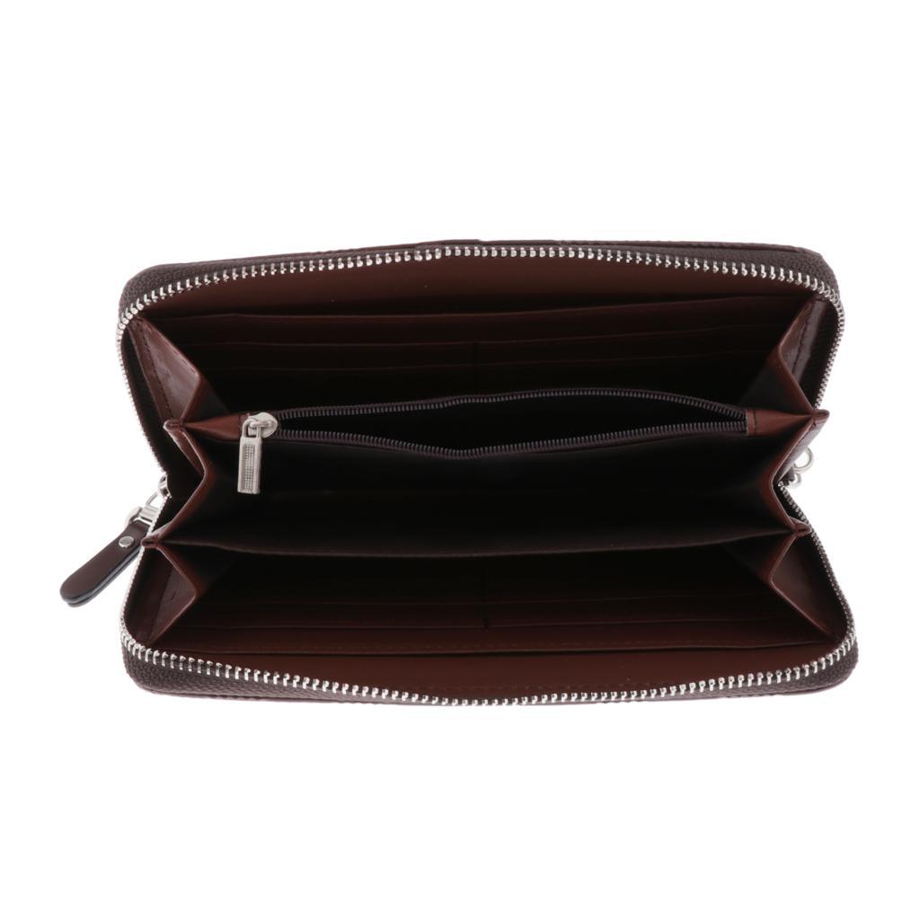 Mens Clutch Wallet Zipper Around Purse Fashion Long Handbag Pu Leather Bag