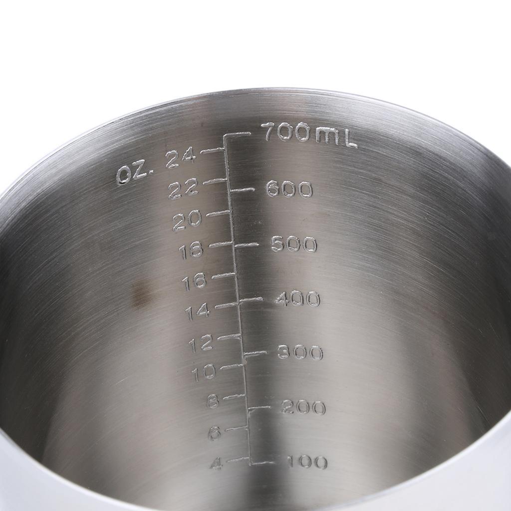 0.5-1L 304 Stainless Steel Milk Frothing Pitcher Measuring Cup w// Graduation