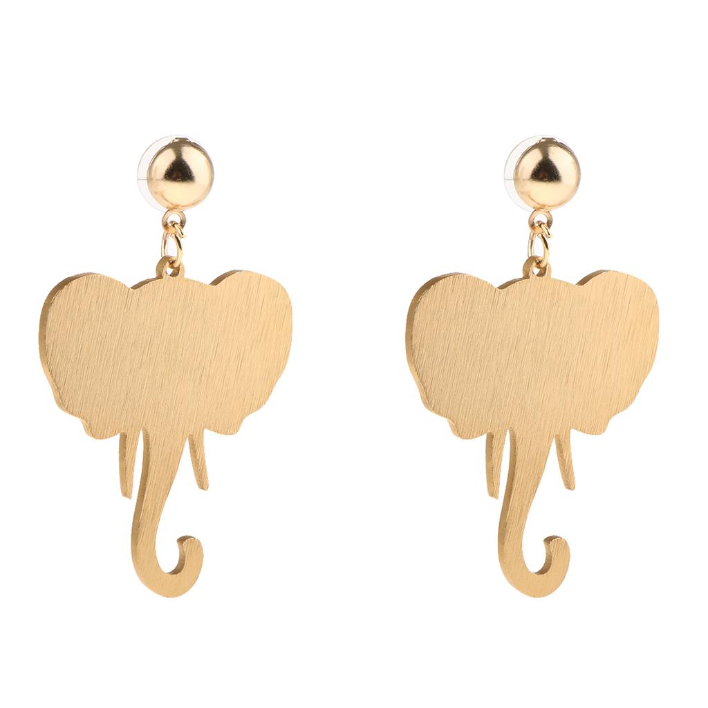 Women Statement Elephant Earrings Long Dangling Gold Stud Earrings Jewelry