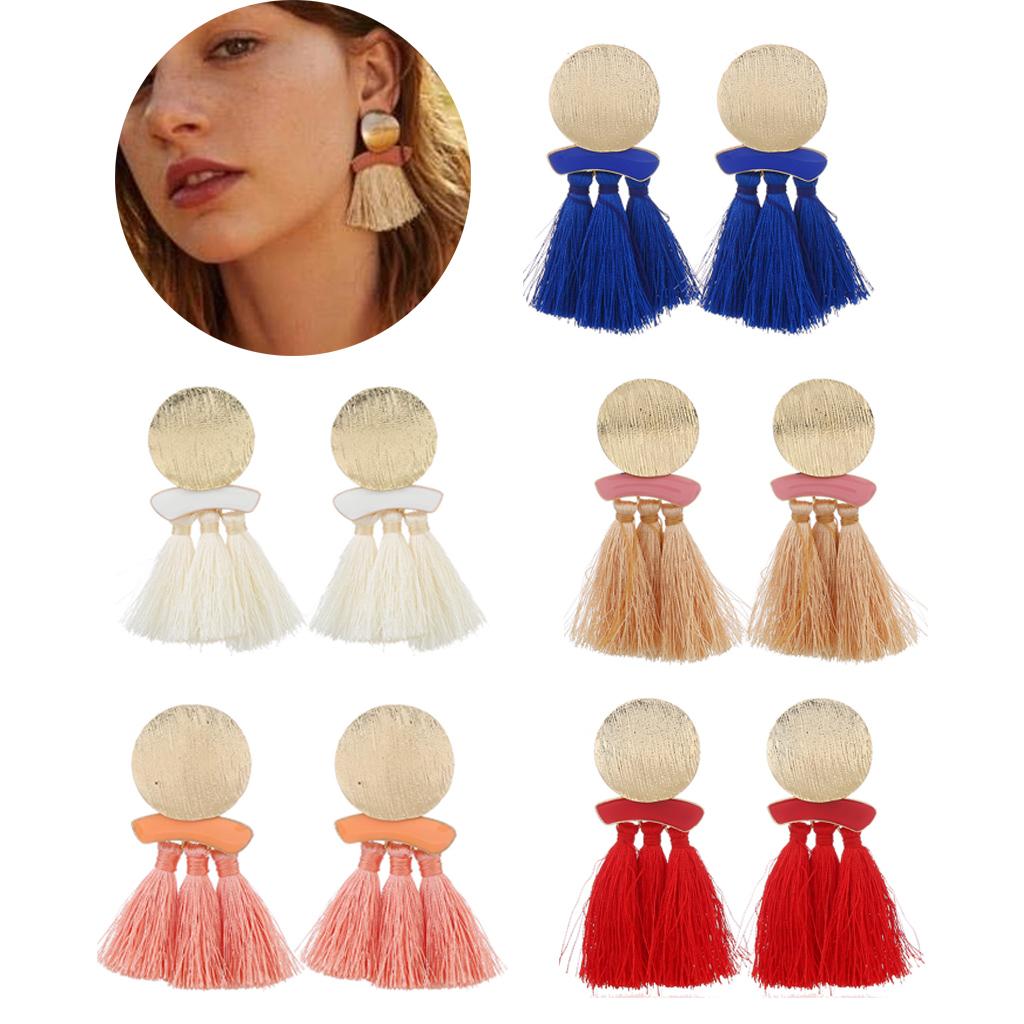 Fashion Statement Tassel Drop Earrings for Women Girl Wedding Bohemian Brown