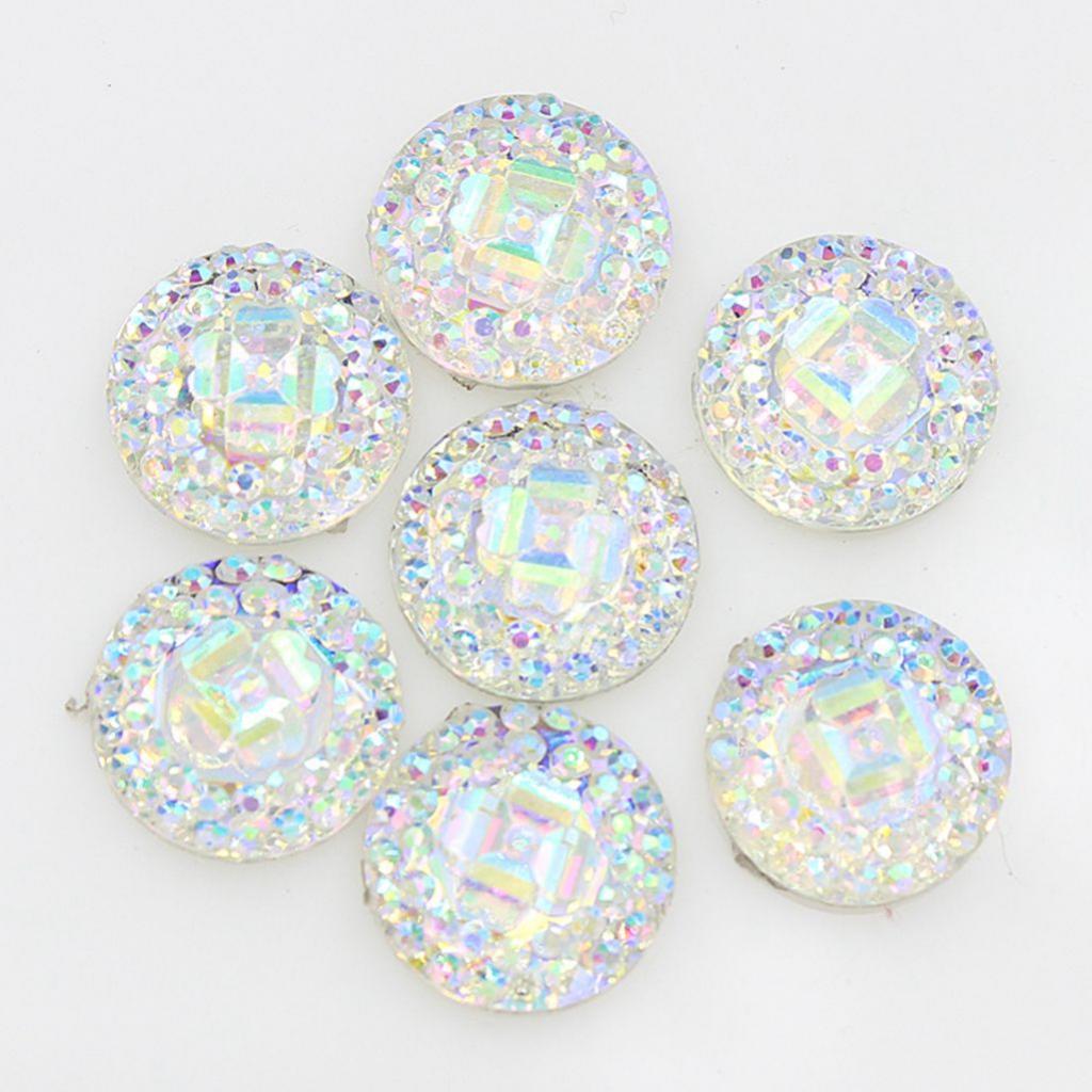 50 Pieces 12mm Resin Round Cabochon Rhinestone Flatback Embellishments White