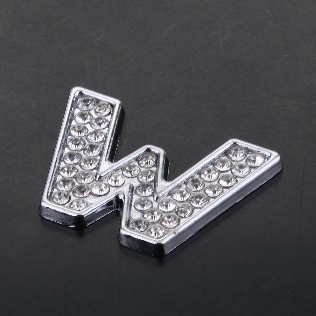 Rhinestone Diamante DIY Letter W Alphabet 3D Car Badge Sticker Decal Emblem