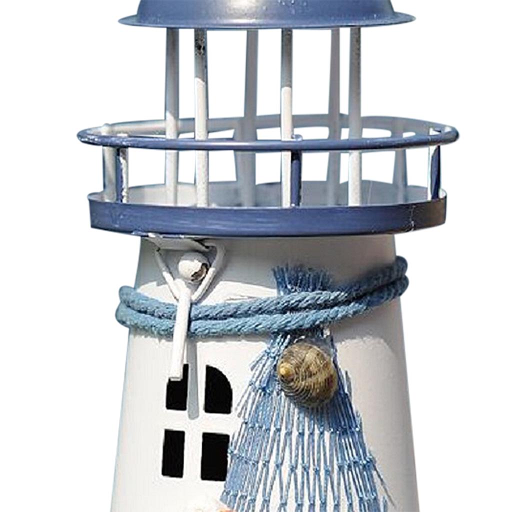 Wrought Iron Nautical Lighthouse Lantern Candle Holder 14cm Seabirds