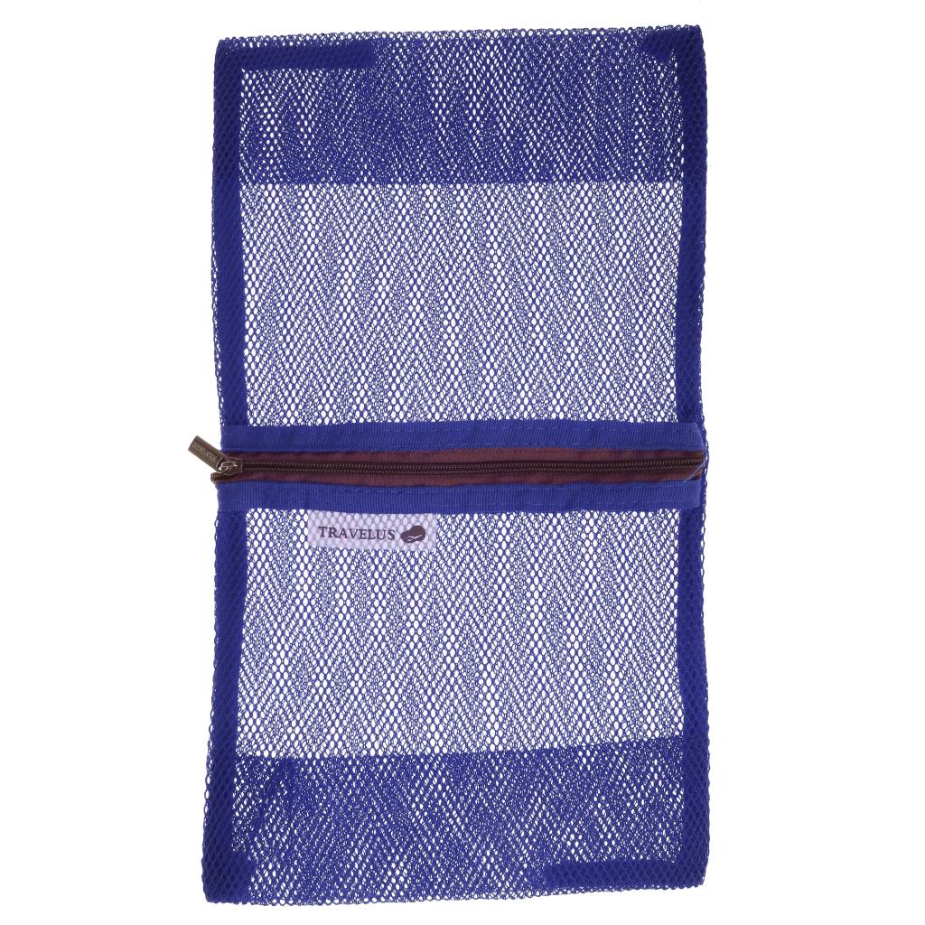 Portable Nylon Mesh Cosmetics Storage Bag Travel Pouch Organizer Blue