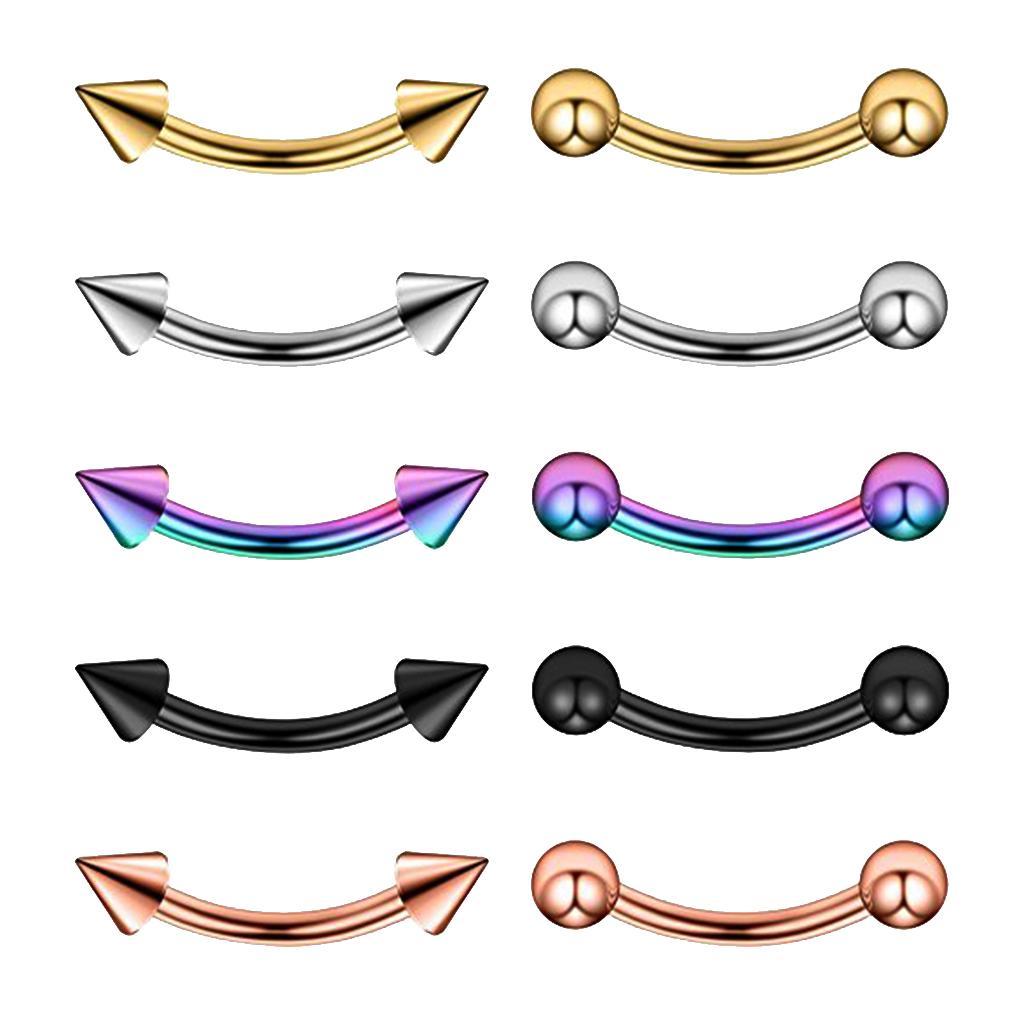 10pcs Earring Lip Eyebrow Ring 16g Curved Barbell 316L Stainless Steel