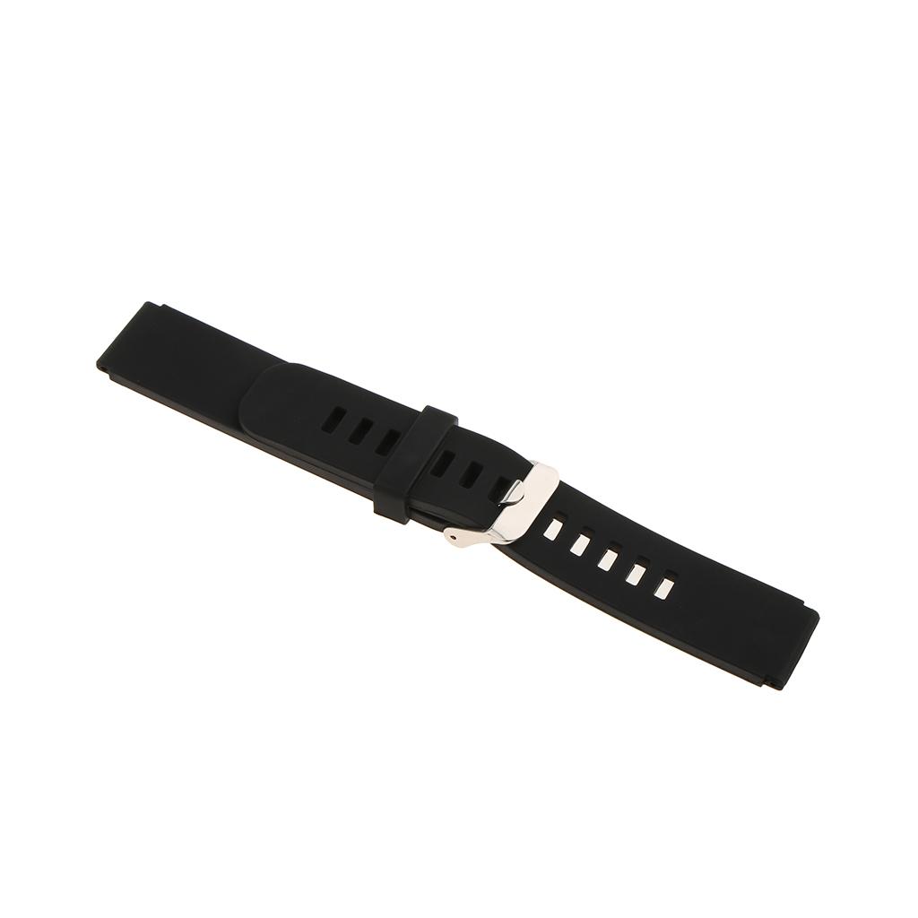 Silicone Waterproof Sports Watchband Strap Deployment Clasp Black 18mm