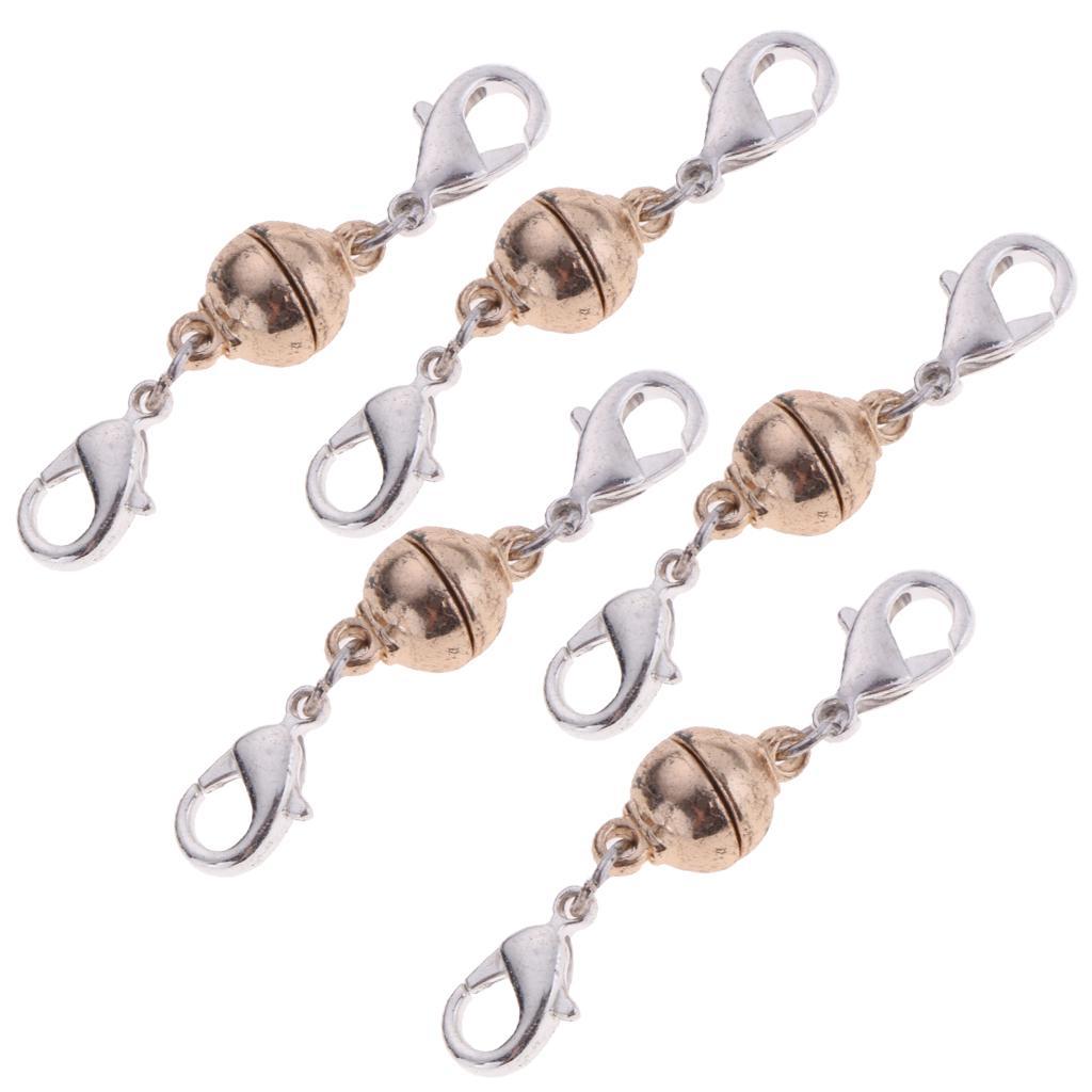 5 Piece Magnetic Lobster Hook for Jewelry Necklace Bracelet Ball Style Clasp 