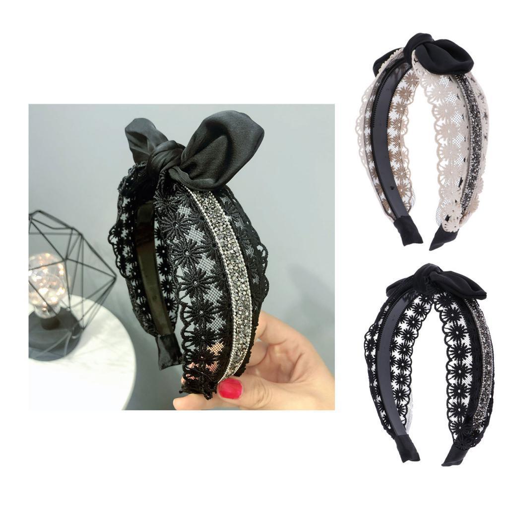 Women Bowknot Lace Hairband Lolita Headband Hair Hoop Headwear Wedding Party