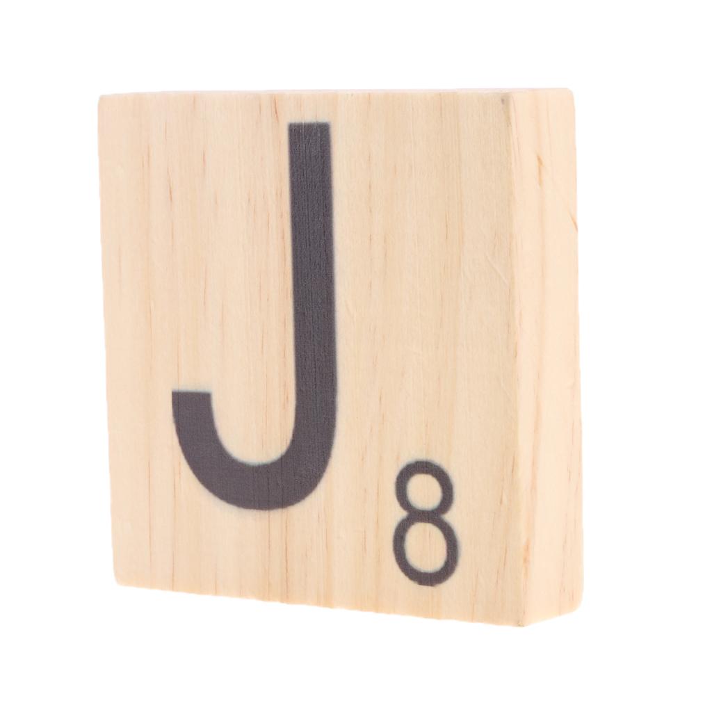 9cm Wooden Alphabet Puzzle Tiles Board Black Letters&Number For Crafts J8